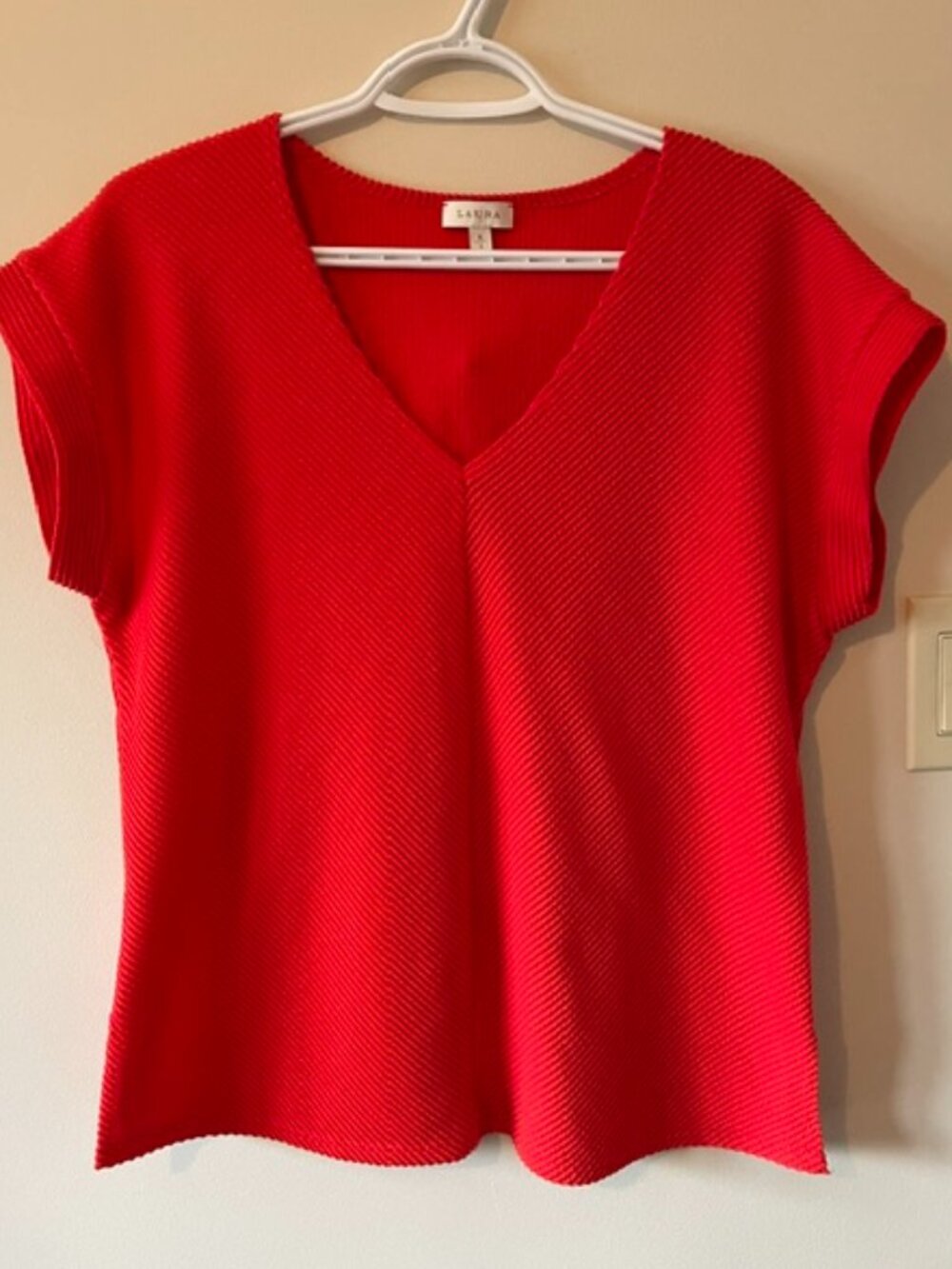 LAURA Persimmon  Burst Cap Sleeve Sweater Sz L